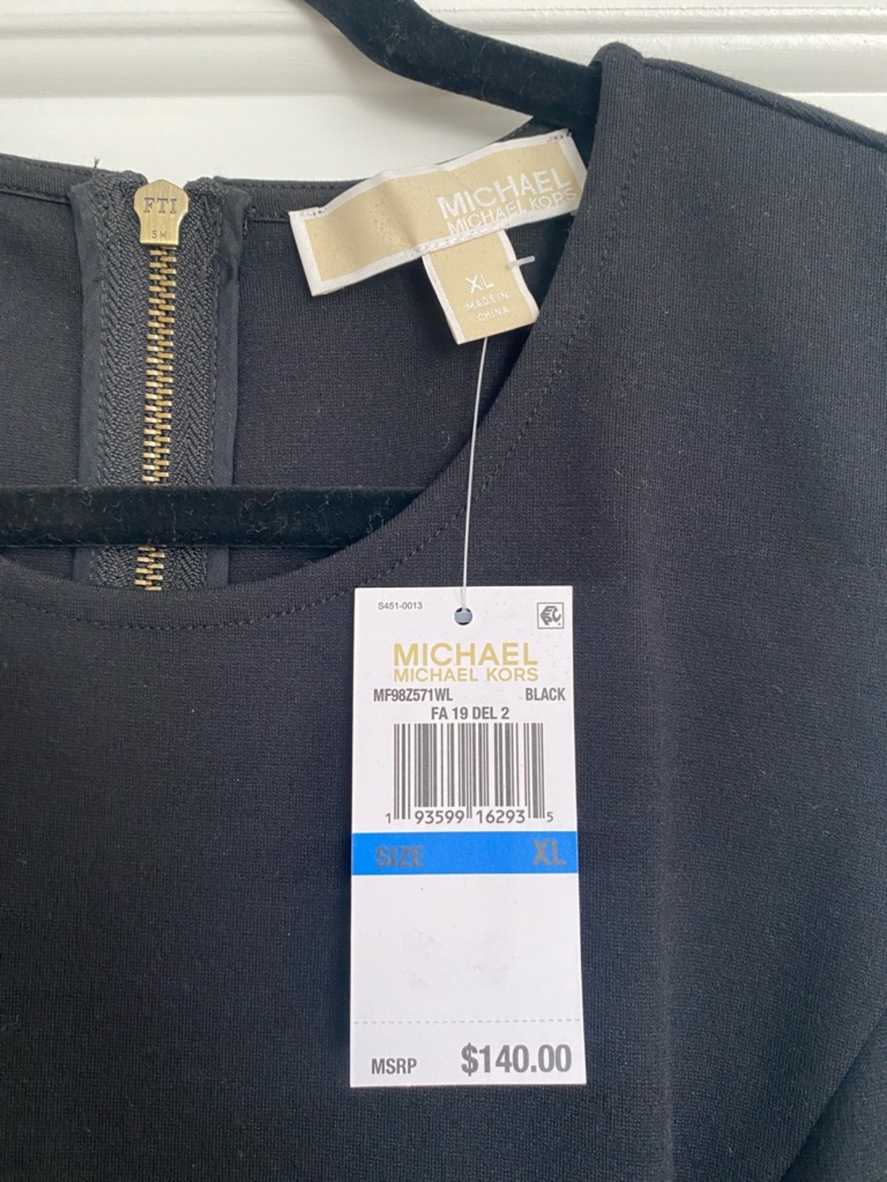 Michael Kors Black Sleeveless A-Line Dress with Faux Leather Trim - Picture 2 of 4